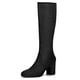 thumbnail image 1 of Botas Allegra K Rodilla Alta Tacón Grueso Cremallera Lateral Punta Redonda Negro 23.5 cm, 1 of 7