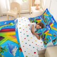 thumbnail image 4 of Feelyou Cartoon Dinosaur Letter K Print Bedding Comforter Set for Boys Girls, Cute Animal King Bedding Sets, Blue, Polkadot Reversible, 7 Pieces, 4 of 7