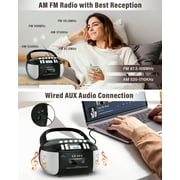 Jazmm Portable Boombox CD Player, CD Cassette Player Combo, AM/FM Radio, Tape Recording, LCD Display