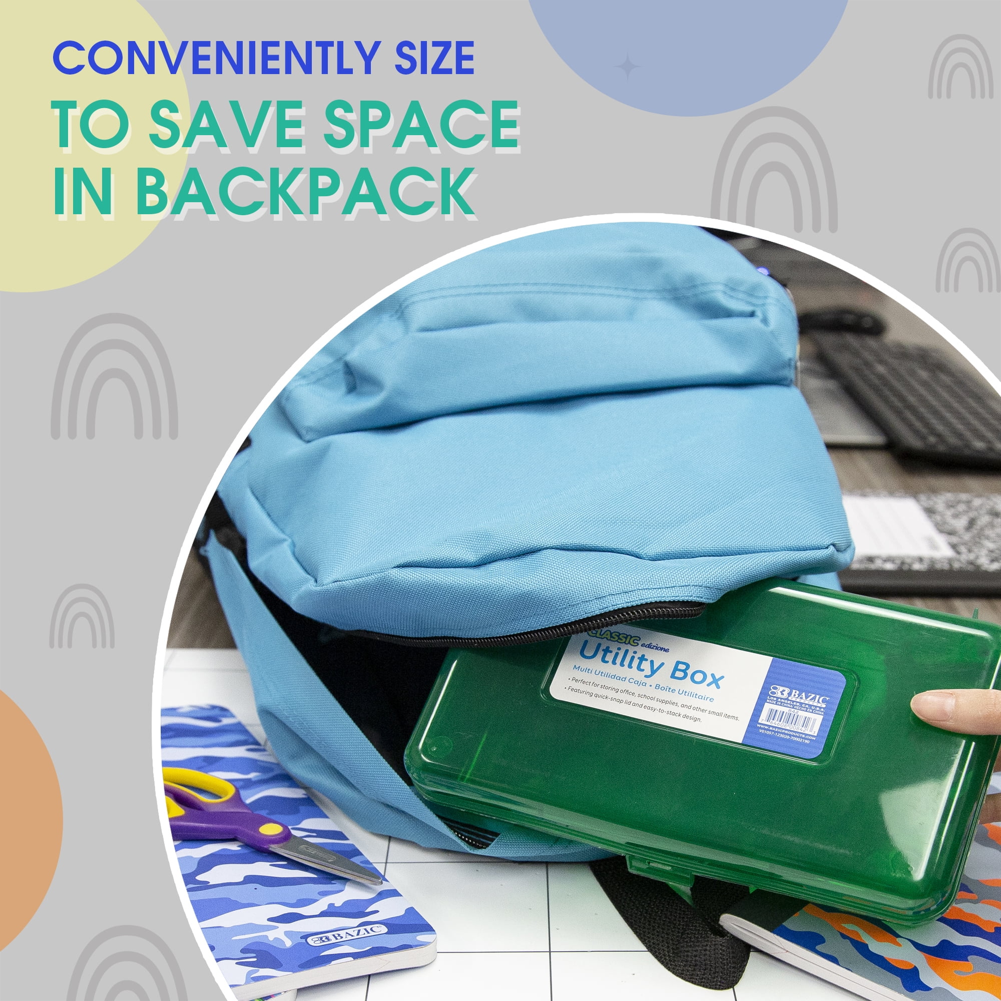 Bazic Products 842 Clasp Pencil Case, 8" X 4.75" X 2.5", Randomly Assorted Color