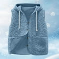 thumbnail image 6 of Fleece Crop Jackets for Women Sleeveless Outerwear Vest with Pockets Hooded Sherpa Coat Solid Color Winter Clothes (XL, Blue), 6 of 6