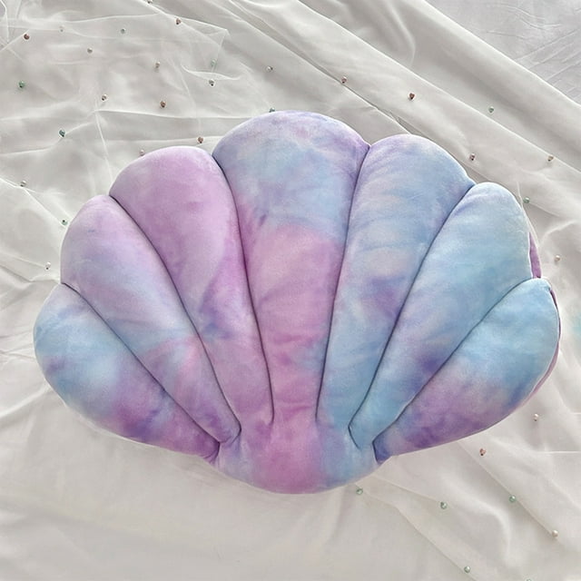Puntoco Almohada decorativa con forma de concha marina, almohada de playa, almohada de terciopelo suave, decoración de mar y océano, cojines para sofá cama