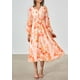 thumbnail image 4 of Vestido Midi Floral PRETTYGARDEN Rojo con Escote en V y Manga Larga Talla S, 4 of 6