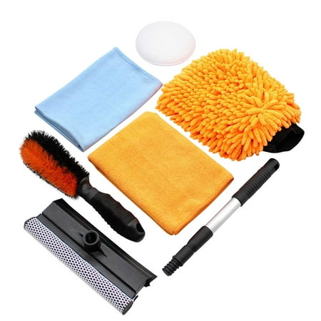 Scrubit Car Cleaning Tools Kit by Scrub it- squeegee Car Wash Brush, Wheel Brush, Microfiber Wash Mitt and Cloth - For Your Next Vehicle Wash and Wax with our 6 Pc Cleaning Accessories
