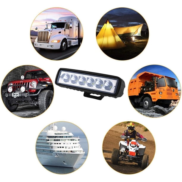 Luz de trabajo LED de 18 W, 12 V, 24 V, resistente al agua, barra de luz LED de trabajo, lámpara delgada para barco, camión, coche, SUV, ATV