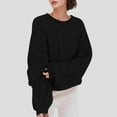 thumbnail image 2 of ZHYou Womens Cable Knit Oversized Sweaters Knitted Tops Thick Warm Lantern Sleeves Soft Comfortable Tops,Black,Size M, 2 of 4