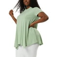 thumbnail image 4 of Unique Bargains Juniors' Plus Size Short Sleeve Tunic Handkerchief Hem Summer Casual Top 1X Light Green, 4 of 6