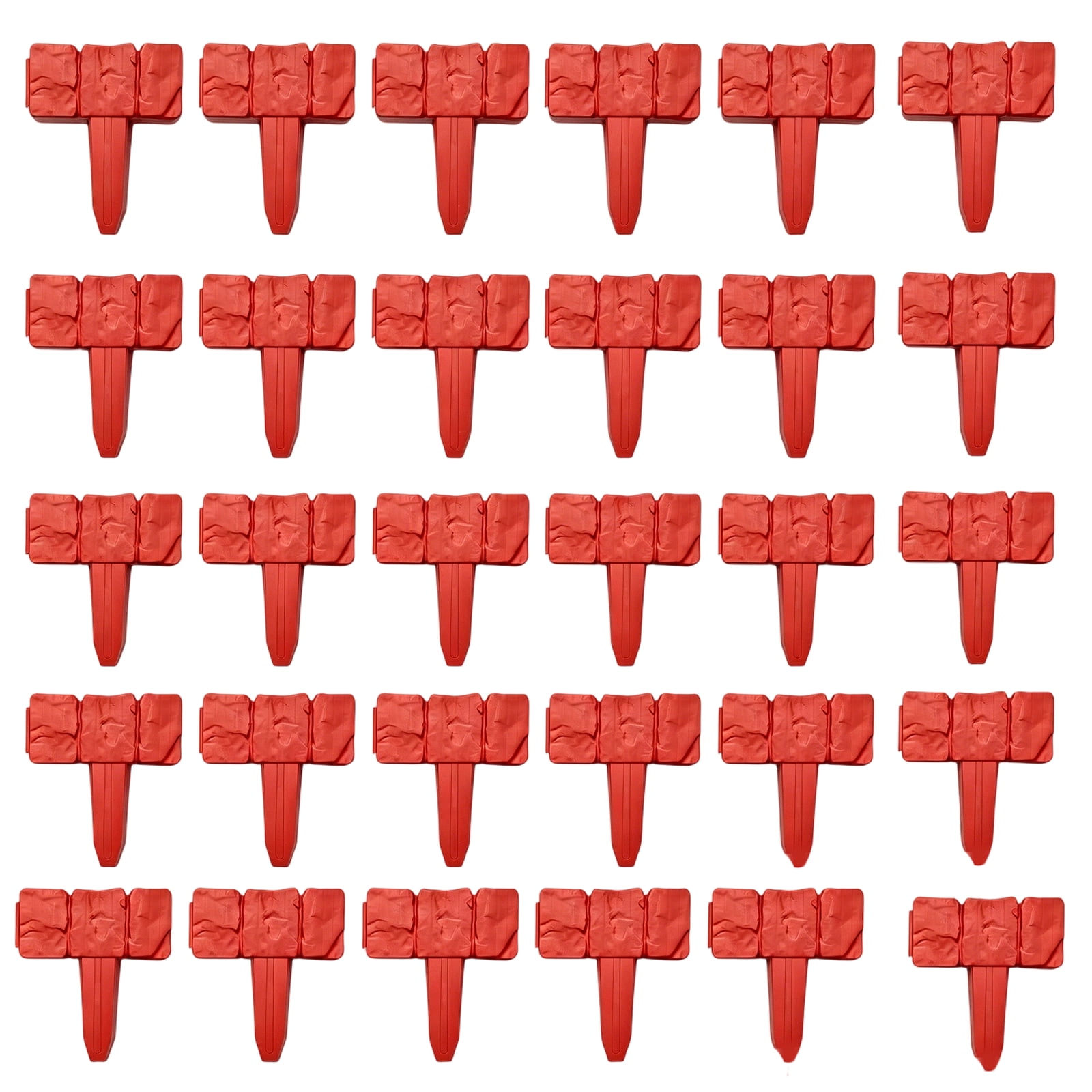 30PCS Imitation Stone Garden Fence, No Dig Plastic Lawn Edging Border, Stone Textured Landscape Divider for Yard Pathway Red