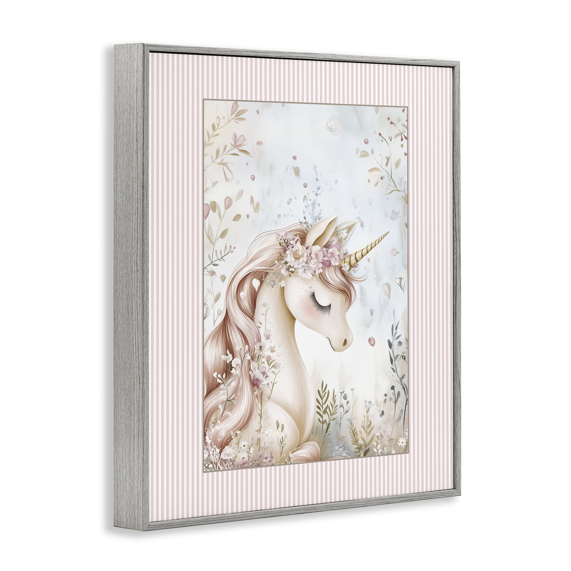 Stupell Industries Enchanted Dreams Unicorn Gray Framed Giclee Art, design by Christine Simpson Art