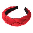thumbnail image 1 of XASZHN Textured Braided Velvet Wide Headband for Women Solid Color Hair Accessory with Ribbon Detail Red_001 One Size, 1 of 5