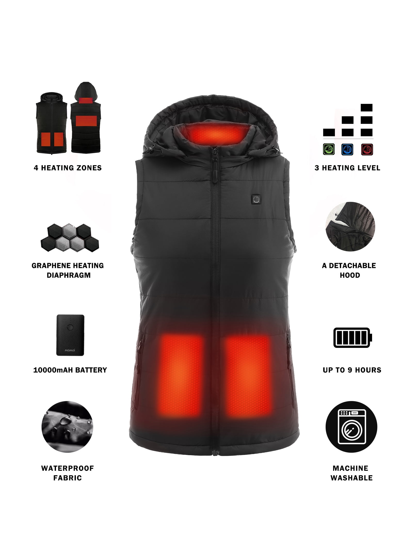 SAILWIND Men's Lightweight Heated Vest with Detachable and Battery Pack
