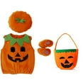 thumbnail image 3 of GYRATEDREAM Toddler Baby Girl Boy Halloween Pumpkin Costumes - Cute Pumpkin Party Costume with Pumpkins Handbag Hat 1-12T, 3 of 11