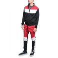 thumbnail image 2 of Victorious Tri Colorblocked Striped Outseam Sleeves Zipper Drawstring Fashion Workout Track Suit ST553 - Red - Medium, 2 of 5