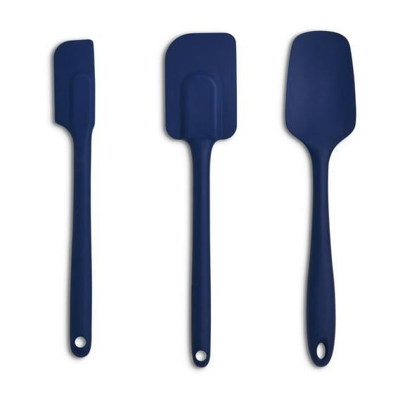 Mrs. Anderson’s Baking Silicone Spatula Set, Nonstick Flexible and Heat Safe, Navy Blue, 3-Piece Set