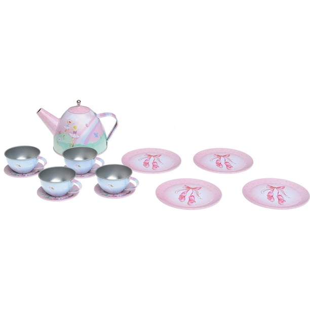 15 pièces jouet pour fille, set de thé en étain, mallette de transport  Ballea 