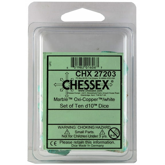 Chessex Marble Oxi-Copper/White Set of 10 d10 Dice