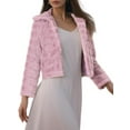 thumbnail image 4 of INSPIRE CHIC Women's Faux Fur Turn Down Collar Open Front Cropped Fluffy Jacket XS Pink, 4 of 6