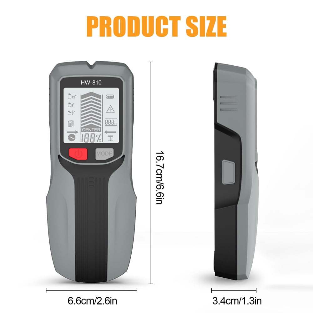 BLEEUS 6 In 1 Smart Stud Finder Wall Scanner For Wood Magnetic Metal Ac Wire Measurement and analysis supplies （Grey）