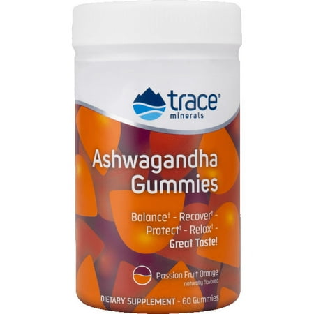 Trace Minerals Ashwagandha Gummies - Passion Fruit Orange 60 Gummies
