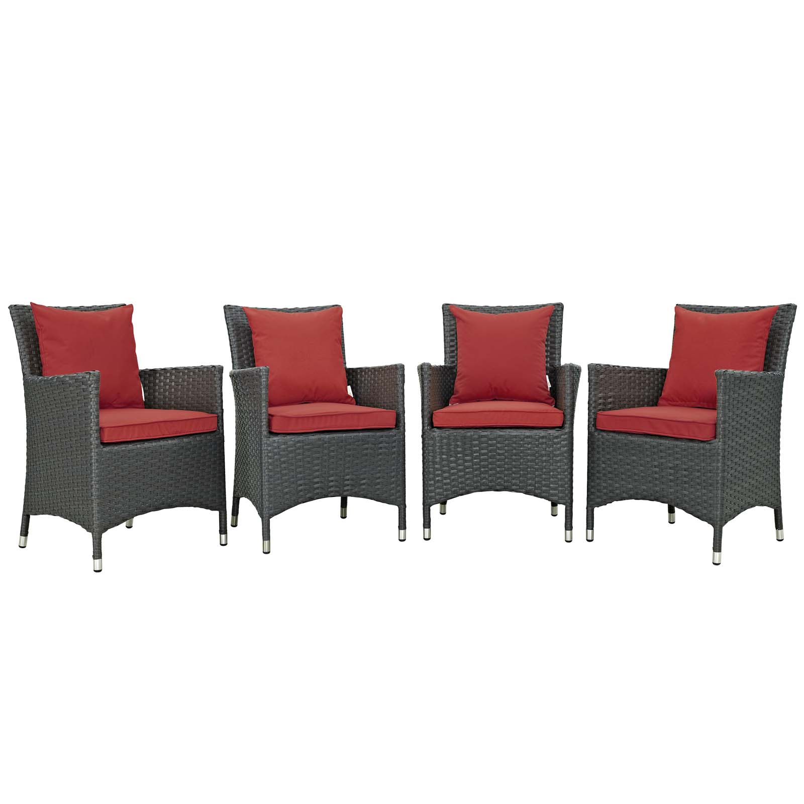 Modway Sojourn 4 Piece Outdoor Patio Sunbrella® Dining Set in Canvas Red - image 2 of 5