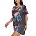 thumbnail image 2 of Fuzoiu Lady Duck Print Women's Short-Sleeved Pajama Set,Lounge Sleepwear Set,Womens Pajama Sets 2 Piece,Button-Up Top and Shorts with Pockets-Large, 2 of 7