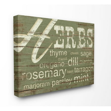 Act Green - The Stupell Home Decor Collection Herbs And Words Green Kitchen XXL Stretched Canvas Wall Art, 30 x 1.5 x 40