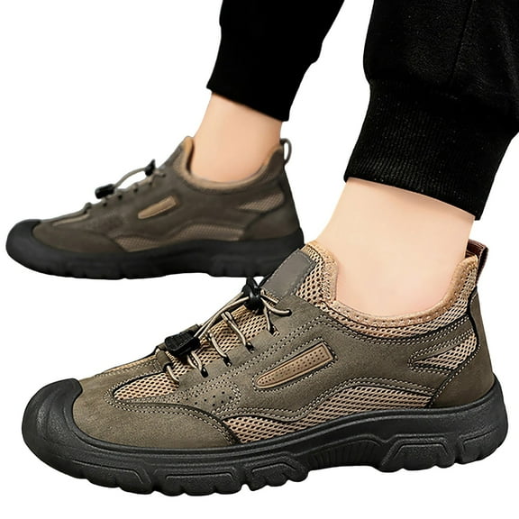 XIMIN Men Chunky Platform Breathable Mesh Dad Shoes Slip-on Loafers Lightweight Walking Sneakers Business Oxfords Work Soft Sole Casual Running Shoes