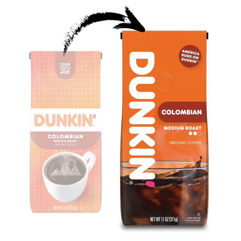 Dunkin, Ground Coffee, 11 oz Bag, Medium Roast Colombian - Walmart.com