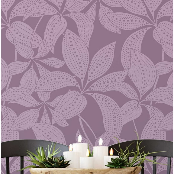 S4Sassy Peel & Stick Vinyl Wallpaper, Dotted Leaf Wallpaper Contact Paper Waterproof - Purple, 25"X 60", Removable Wall Covering For Home Decor In Bedrooms, Renter Spaces, Cabinets