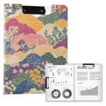 FORMRS A4 Clipboard Folder with Pen Holder Horizontal Foldable School Office Binder, Green Floral Wave