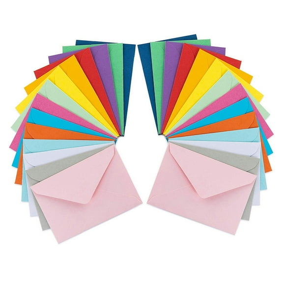 WRISTBIQUE Small Paper Envelopes Assorted Color Colorful Paperboard 100pcs 3.9X2.8X0.04In