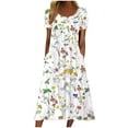 thumbnail image 2 of Azrian Womens Plus Size Dress,Women's Summer Short Sleeved Round Neck Printed Pocket Dress Best Sell in 2025, 2 of 6