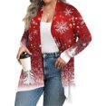thumbnail image 2 of Women's Fall and Winter Fashion Casual Print Long Sleeve Mid-Length Cardigan Jacket, Christmas Theme for Holiday Season,Wine,4XL, 2 of 6