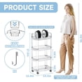 thumbnail image 2 of 4 Tier  Rolling Utility Cart with Wheels, Modern Bedside Cart for  Essentials, Nursery, Diaper Caddy, Storage Cart for Living Room, Bathroom, Kitchen, 2 of 4