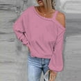 thumbnail image 2 of FAIWAD Women's Off The Shoulder Strap Asymmetrical Tops Long Sleeve Solid Color Trendy Pullover Tops, 2 of 5