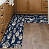Blue Fish Decorative Kitchen Mats Set of 2, Farmhouse Anti Fatigue Waterproof Stain Resistant Floor Rug Non Slip Laundry Room Rug Cushioned Floor Mat - 17x29 and 17x47 Inch