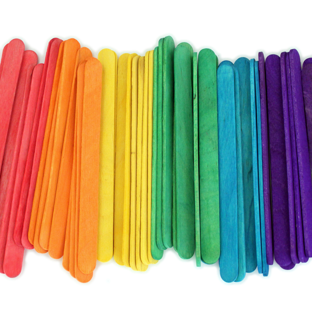 CraftySticks- 1000 Pack 4.5 Inch Multi-Color Popsicle Sticks for Crafts, Colored Wooden Craft Sticks for Kids Crafts, STEM Basics and DIY