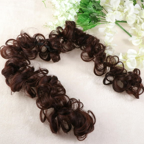HEMOTON Wavy Curly Hair Extensions 1 Set Messy Bun Donut Chignons Twisting Hairpiece for Women and Girls Flaxen