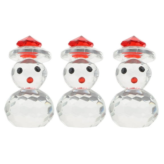 Tineasur Clear Crystal Snowman Figurine - Elegant Holiday Christmas Decoration for Festive Home Display