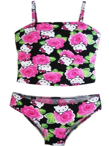 Black swimsuit with pink flowers Clearance