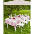thumbnail image 4 of Outdoor Rectangle Tablecloth with Umbrella Hole and Zipper, Pink White Waterproof Table Cover, Buffalo Plaid Pastoral Check Geometric Washable Patio Tablecloths for Party Picnic, 60"x84", 4 of 6