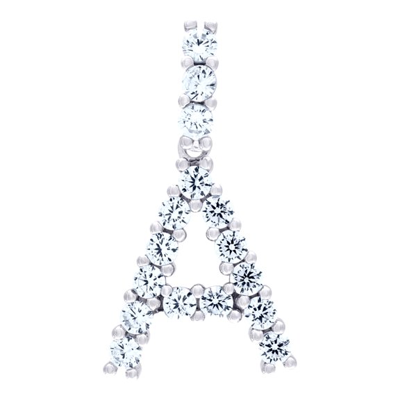 925 Sterling Silver Unisex Cz Initial Alphabet A Charm Pendant for Men Women