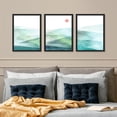 thumbnail image 2 of PixonSign Framed Canvas Print Wall Art Set - Pastel Watercolor Green & Blue Mountains Art - Set of 3 Nature Landscape Art Abstract Modern Print Minimalism Wall Décor - 12"x16"x3 Panels Black, 2 of 5