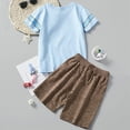 thumbnail image 4 of TOWED22 Summer Baby Boy Clothes Short Sleeve Front Pocket Tshirt Plaid Shorts Set 6 12 18 24 Months 2T 3T 4T Toddler Outfit(Sky Blue,12-18 Months), 4 of 6
