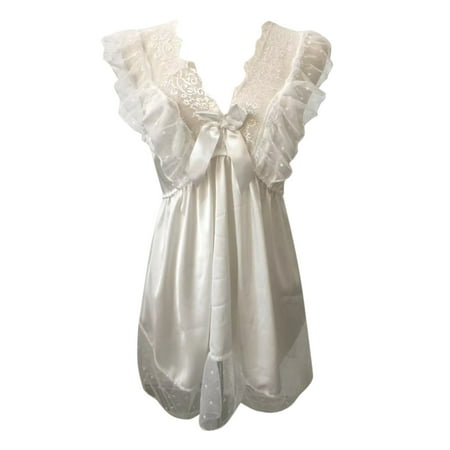 

BSDHBS Womens Underwear Women Adult Plus Size Lingerie Nightwear Lace Onesie for Women Pajamas Dress White Size M