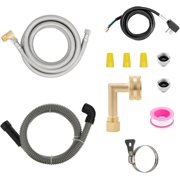 Universal Dishwasher Installation Kit,6 Ft Stainless Steel Dishwasher Hose,Burst Proof Water Supply Line with 3/8" Compression Connections,With a 6 feet drain hose and a clamp, one set