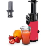 Dash Deluxe Compact Masticating Slow Juicer, Cold Press Juicer w/ Brush (Red)