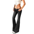 thumbnail image 3 of Bootcut Jeans for Women Y2K Baggy Stretchy Low Waisted Vintage Flare Jeans Button Closure Trendy Versatile Wide Leg Denim Pants with Pockets Black S, 3 of 7