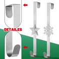 thumbnail image 3 of Wreath Hanger 2Pc 15 inches Christmas Wreath Holders Over the Door Metal Wreath Hook Star Snowflake Hook for Front Door Xmas Party Decor Door Wall Home Office, Silver, 15in, 3 of 7