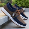 thumbnail image 2 of Men's Solid Lace-Up Casual Sneakers - Lightweight Breathable Fabric Upper & Daily Wear - Navy Blue, Daily Wear Footwear & PU Sole, Low-Top Round Toe for All-Season Training, Hiking, Outdoor, 2 of 9